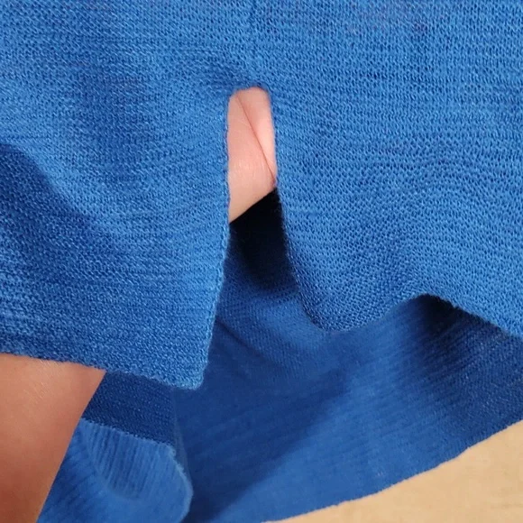 04529 Eileen Fisher royal blue organic linen long sleeve sweater L - Picture 4 of 10